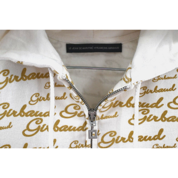 Le Jean de Marithe Francois Girbaud Sleeveless Hoodie Large White‎ Gold Logo - Picture 4 of 15